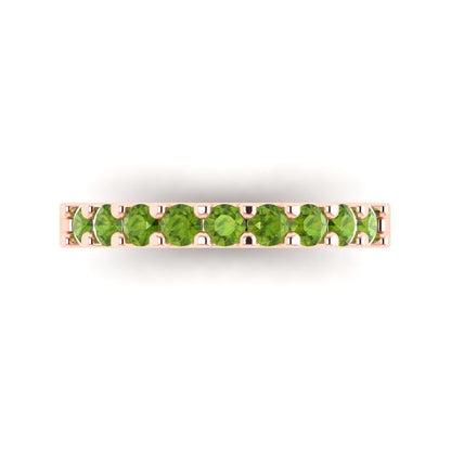 0.63 cttw Natural Peridot Round Cut Rose Gold Eternity Wedding Band