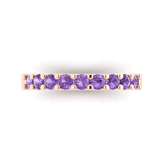 0.63 cttw Simulated Alexandrite Round Cut Rose Gold Eternity Wedding Band