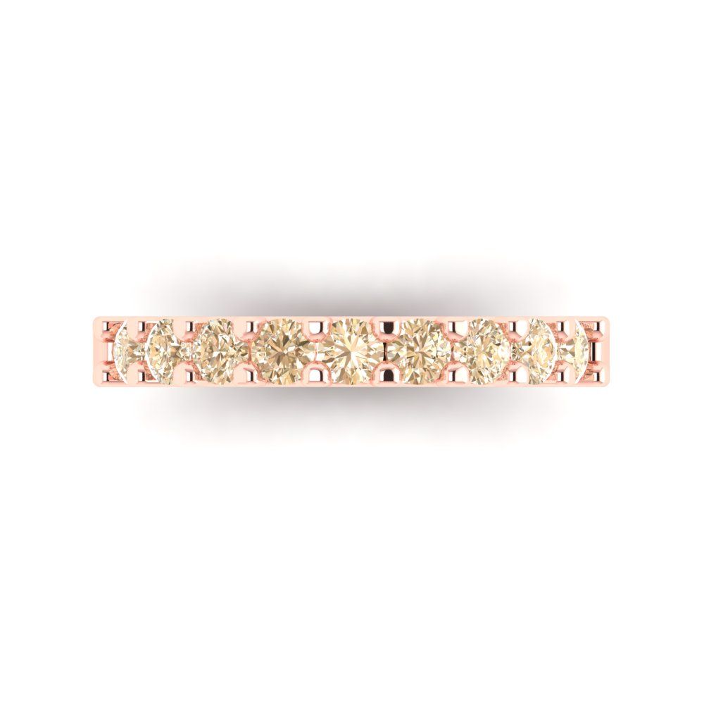 0.63 cttw Natural Morganite Round Cut Rose Gold Eternity Wedding Band