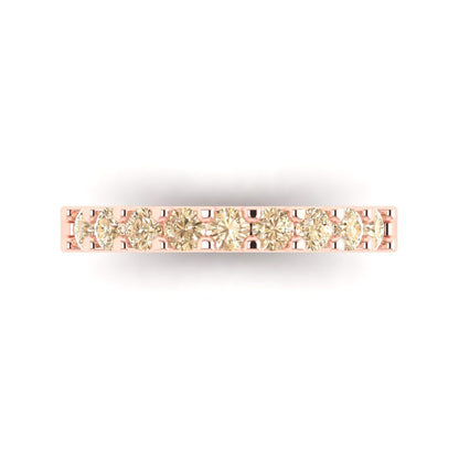 0.63 cttw Natural Morganite Round Cut Rose Gold Eternity Wedding Band