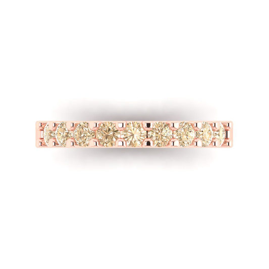 0.63 cttw Natural Morganite Round Cut Rose Gold Eternity Wedding Band