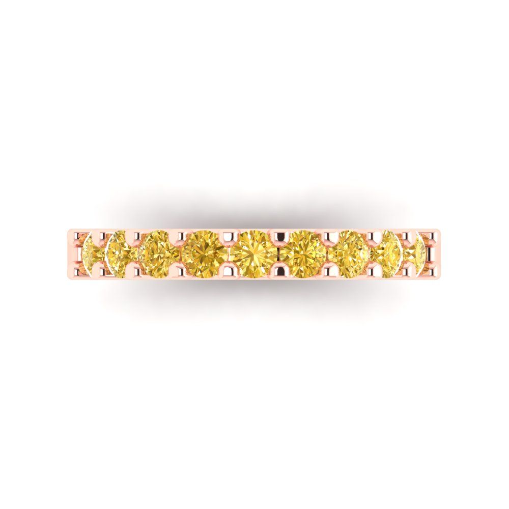 0.63 cttw Simulated Yellow Diamond Round Cut Rose Gold Eternity Wedding Band
