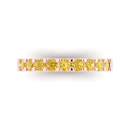 0.63 cttw Simulated Yellow Diamond Round Cut Rose Gold Eternity Wedding Band