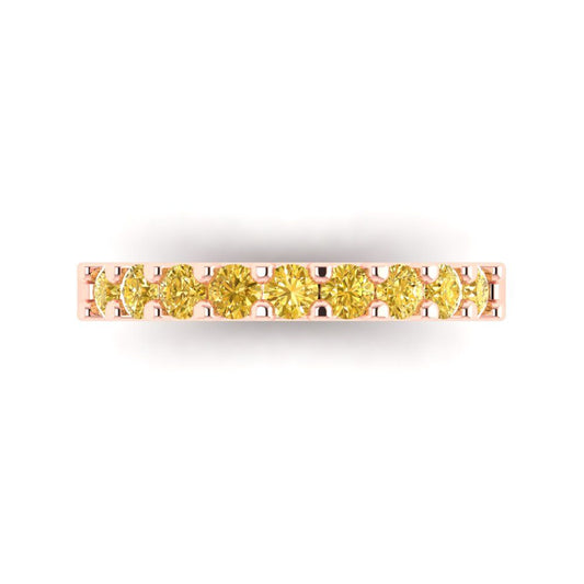 0.63 cttw Simulated Yellow Diamond Round Cut Rose Gold Eternity Wedding Band
