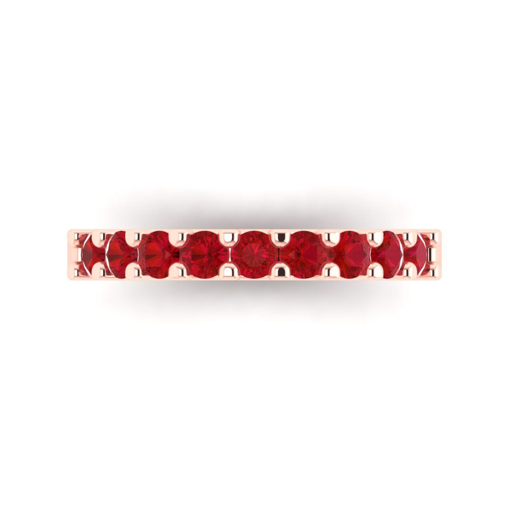 0.63 cttw Simulated Ruby Round Cut Rose Gold Eternity Wedding Band