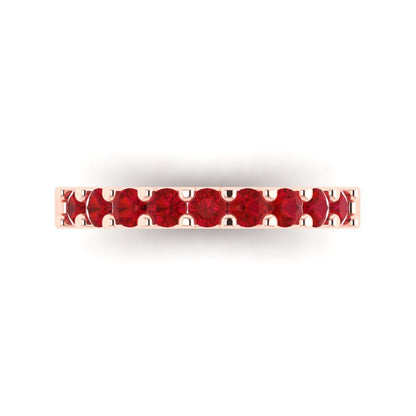 0.63 cttw Simulated Ruby Round Cut Rose Gold Eternity Wedding Band