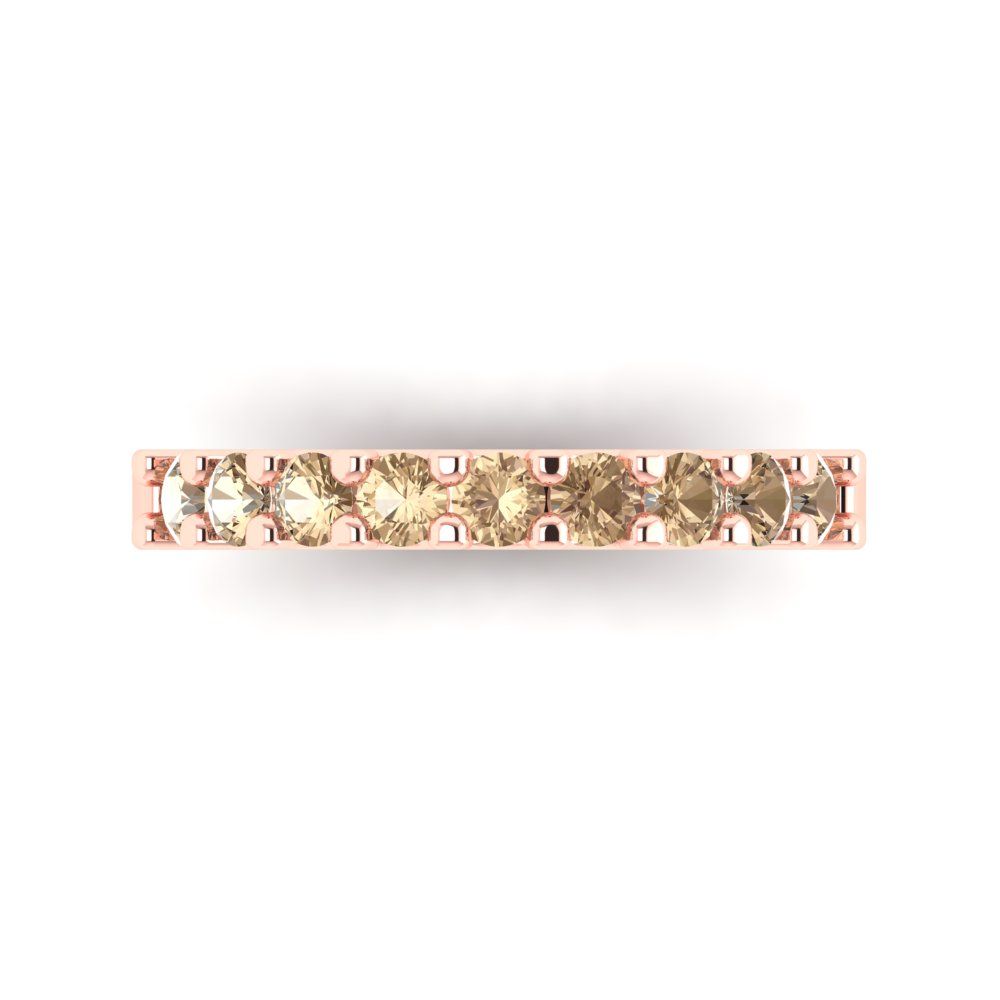 0.63 cttw Yellow Moissanite Round Cut Rose Gold Eternity Wedding Band