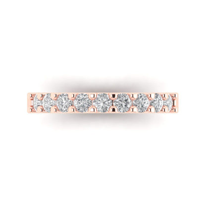 0.81 ct Brilliant Round Cut Natural Diamond Stone Clarity VS1-2 Color G-H Rose Gold Eternity Band
