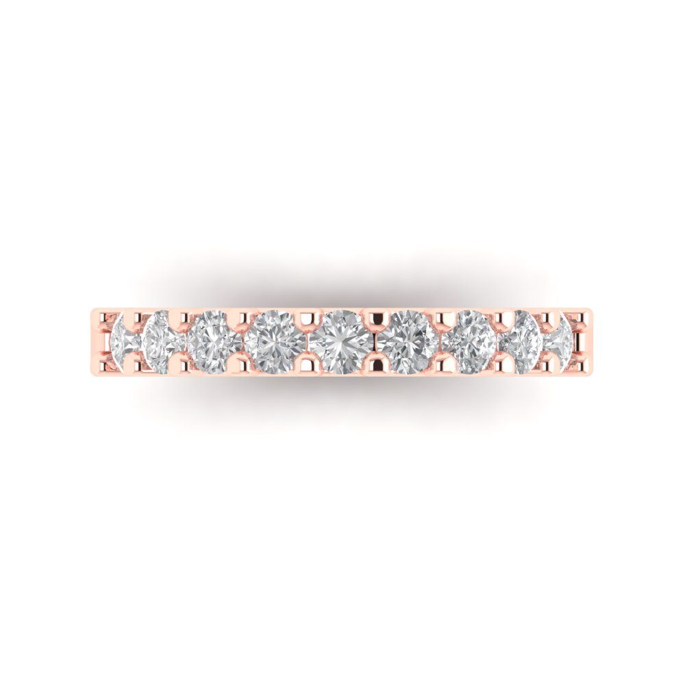 0.63 cttw White Sapphire Round Cut Rose Gold Eternity Wedding Band