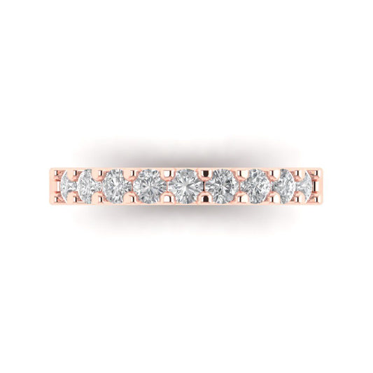 0.63 cttw White Sapphire Round Cut Rose Gold Eternity Wedding Band