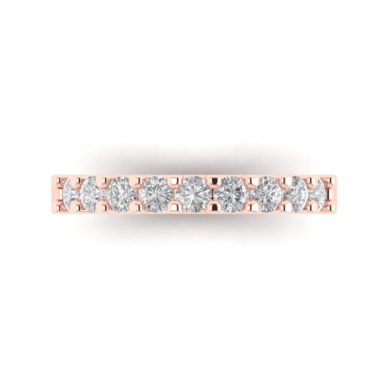 0.81 ct Brilliant Round Cut Natural Diamond Stone Clarity SI1-2 Color I-J Rose Gold Eternity Band