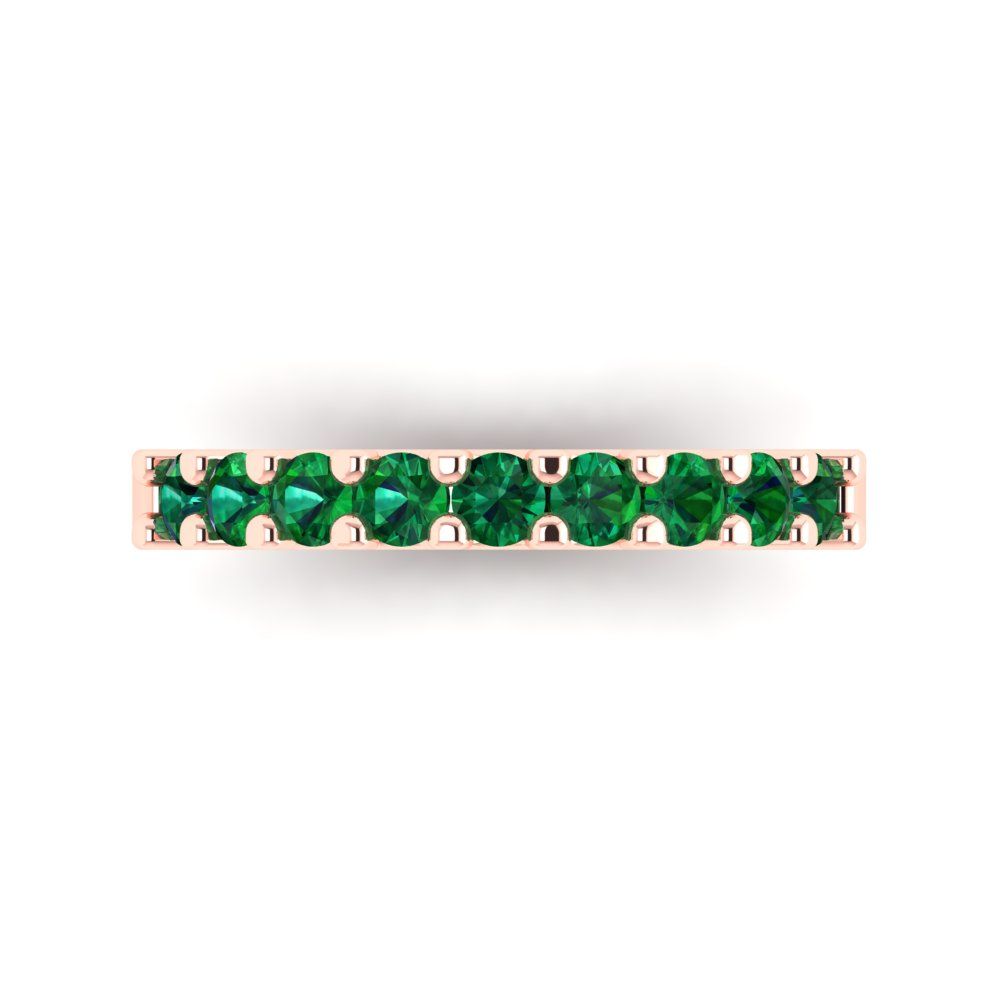 0.63 cttw Simulated Emerald Round Cut Rose Gold Eternity Wedding Band