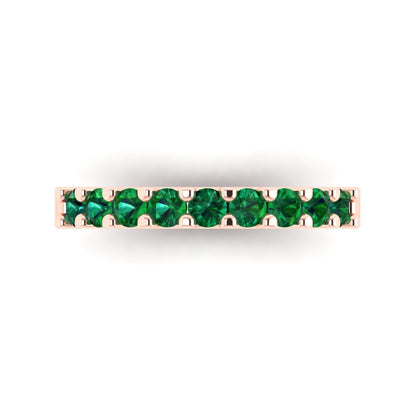 0.63 cttw Simulated Emerald Round Cut Rose Gold Eternity Wedding Band