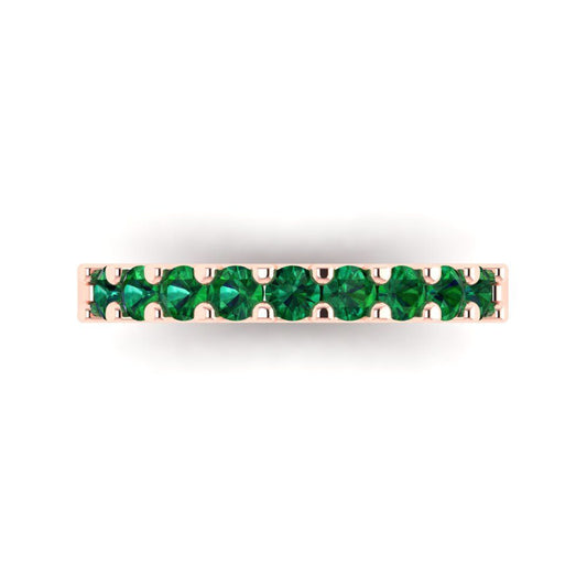 0.63 cttw Simulated Emerald Round Cut Rose Gold Eternity Wedding Band