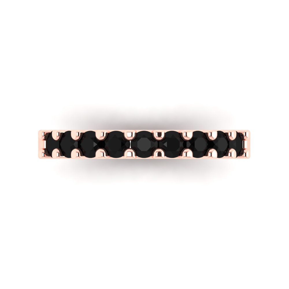 0.63 cttw Natural Onyx Round Cut Rose Gold Eternity Wedding Band