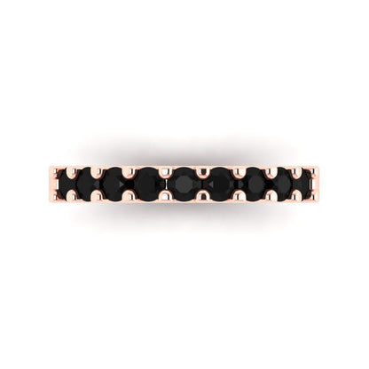 0.63 cttw Natural Onyx Round Cut Rose Gold Eternity Wedding Band
