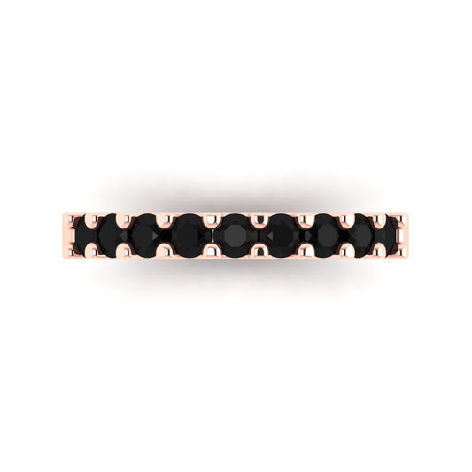 0.63 cttw Natural Onyx Round Cut Rose Gold Eternity Wedding Band
