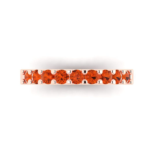 0.63 cttw Simulated Red Diamond Round Cut Rose Gold Eternity Wedding Band