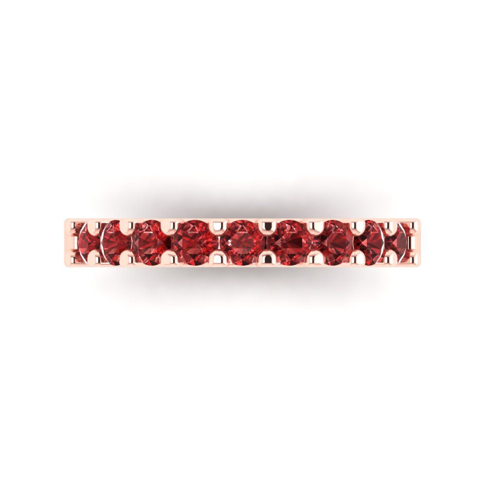 0.63 cttw Natural Garnet Round Cut Rose Gold Eternity Wedding Band