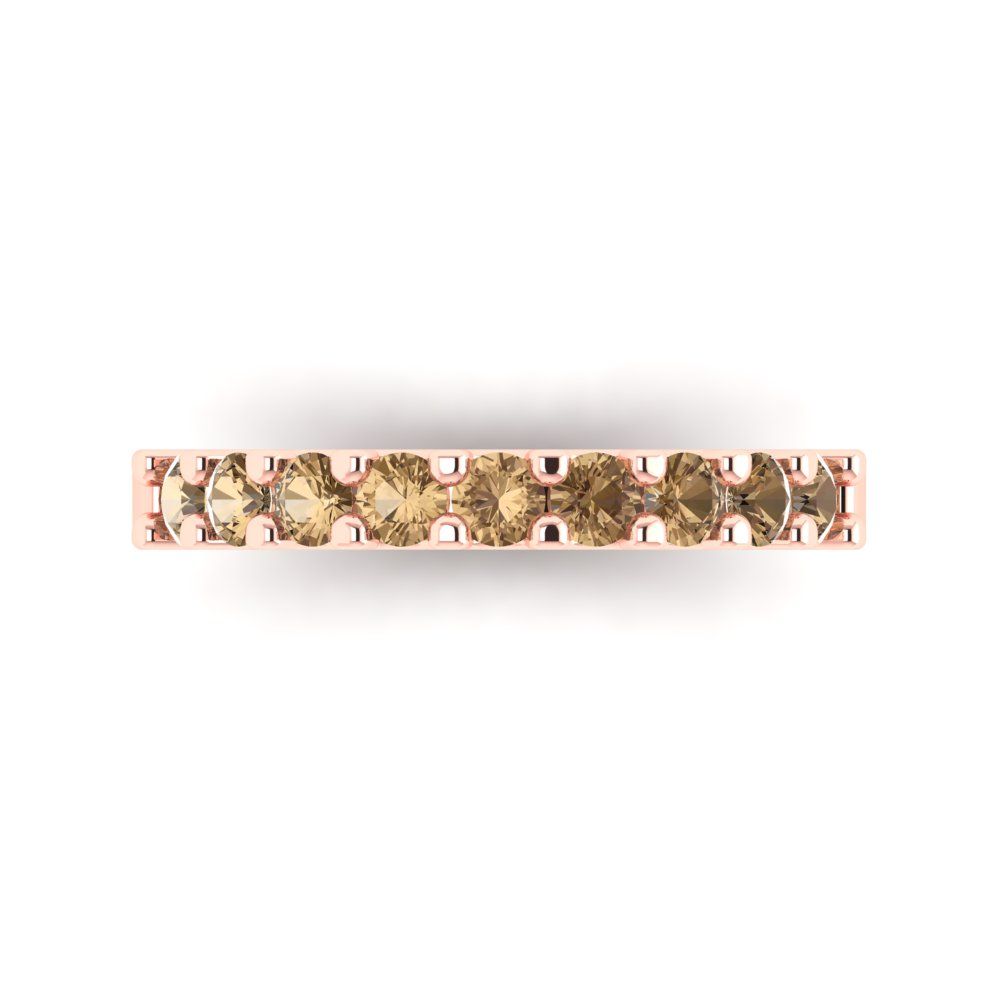 0.63 cttw Simulated Champagne Diamond Round Cut Rose Gold Eternity Wedding Band