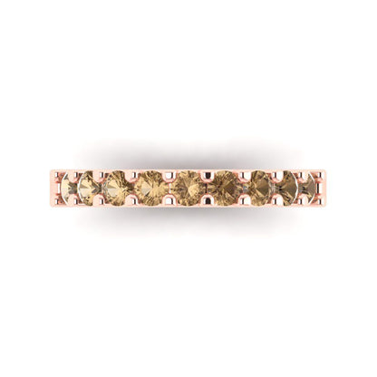 0.63 cttw Simulated Champagne Diamond Round Cut Rose Gold Eternity Wedding Band