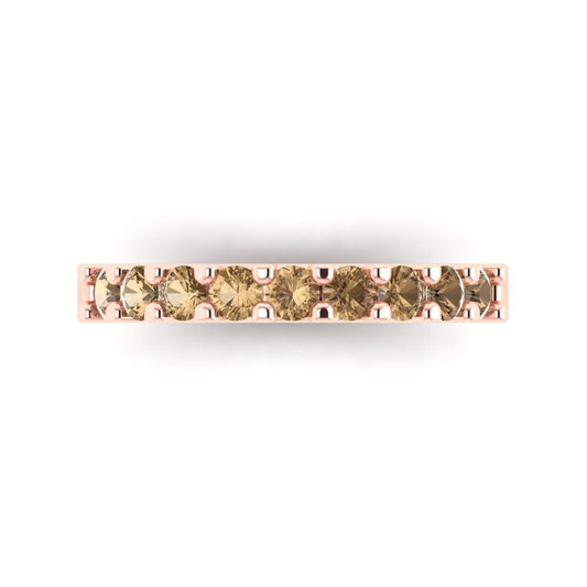 0.63 cttw Simulated Champagne Diamond Round Cut Rose Gold Eternity Wedding Band