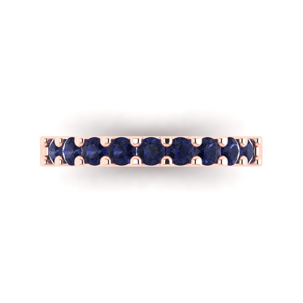0.63 cttw Simulated Blue Sapphire Round Cut Rose Gold Eternity Wedding Band
