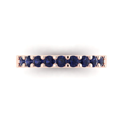 0.63 cttw Simulated Blue Sapphire Round Cut Rose Gold Eternity Wedding Band