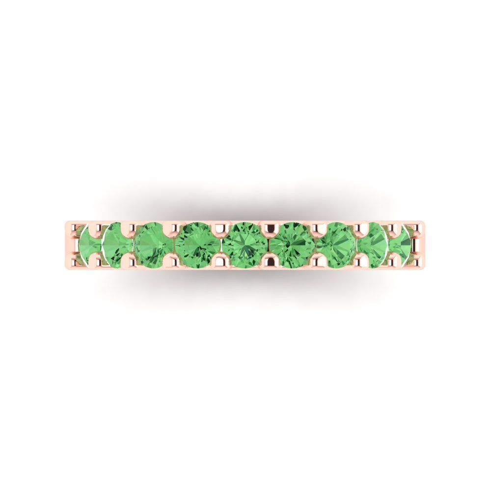 0.63 cttw Simulated Green Diamond Round Cut Rose Gold Eternity Wedding Band