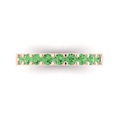 0.63 cttw Simulated Green Diamond Round Cut Rose Gold Eternity Wedding Band