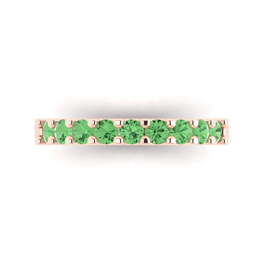 0.63 cttw Simulated Green Diamond Round Cut Rose Gold Eternity Wedding Band