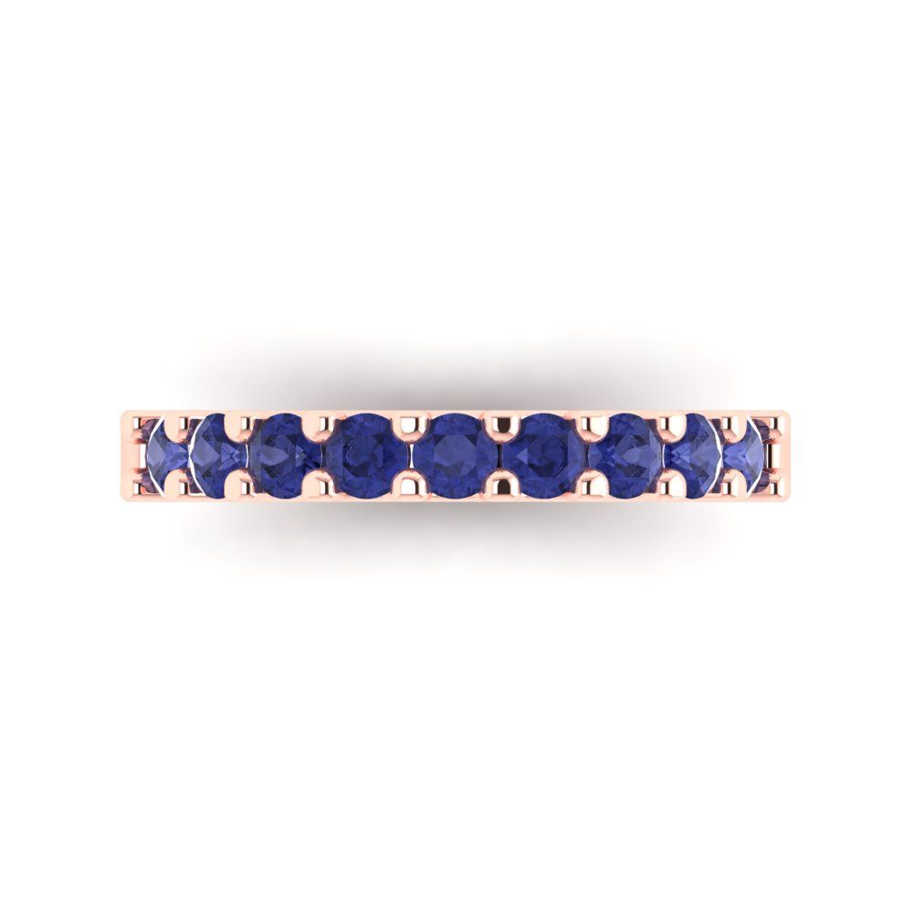 0.63 cttw Simulated Tanzanite Round Cut Rose Gold Eternity Wedding Band