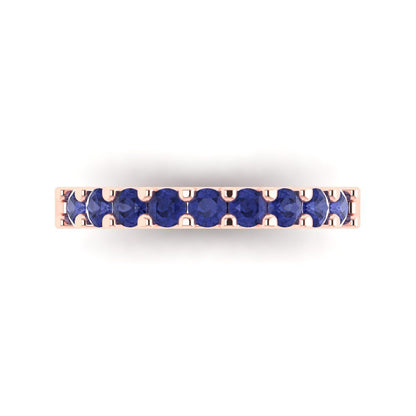 0.63 cttw Simulated Tanzanite Round Cut Rose Gold Eternity Wedding Band