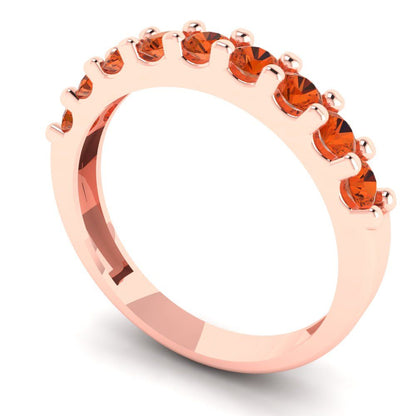 0.63 cttw Simulated Red Diamond Round Cut Rose Gold Eternity Wedding Band