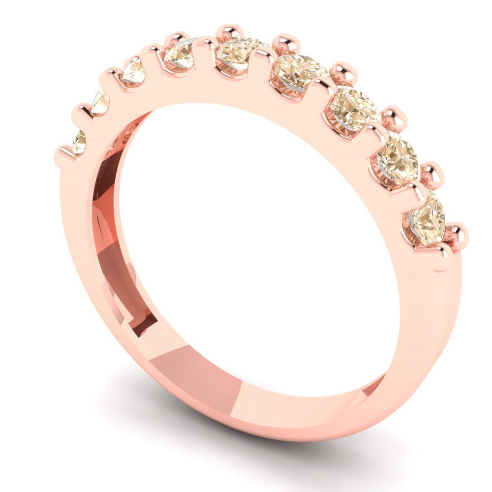 0.63 cttw Natural Morganite Round Cut Rose Gold Eternity Wedding Band