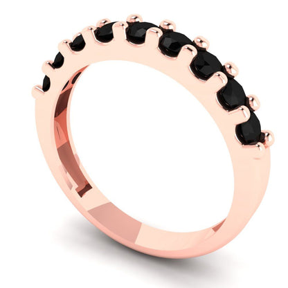 0.63 cttw Natural Onyx Round Cut Rose Gold Eternity Wedding Band