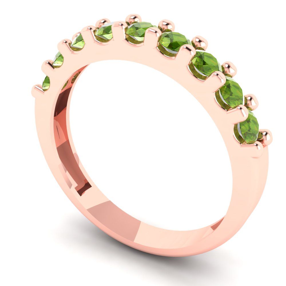 0.63 cttw Natural Peridot Round Cut Rose Gold Eternity Wedding Band