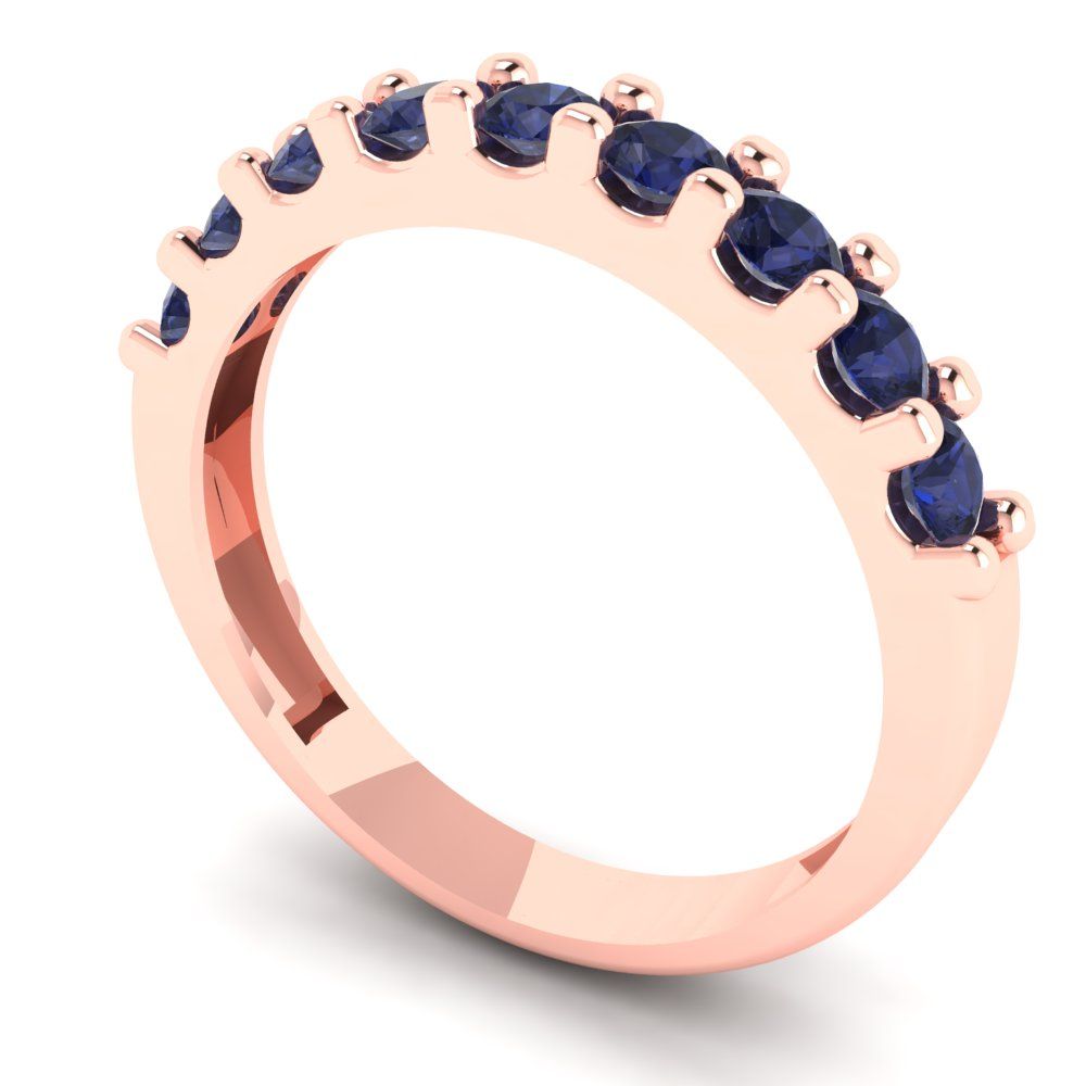 0.63 cttw Simulated Blue Sapphire Round Cut Rose Gold Eternity Wedding Band
