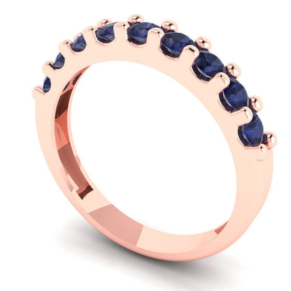0.63 cttw Simulated Blue Sapphire Round Cut Rose Gold Eternity Wedding Band