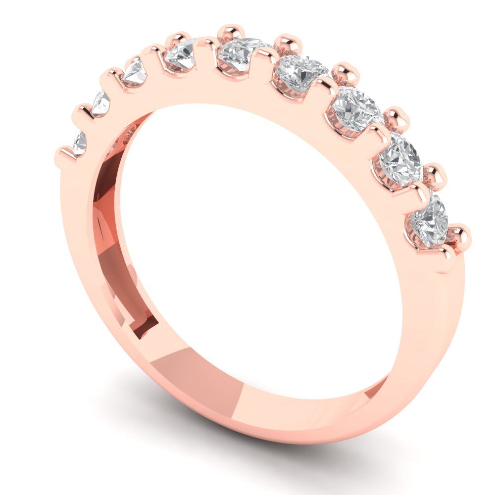 0.63 cttw Moissanite Round Cut Rose Gold Eternity Wedding Band