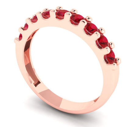 0.63 cttw Simulated Pink Tourmaline Round Cut Rose Gold Eternity Wedding Band
