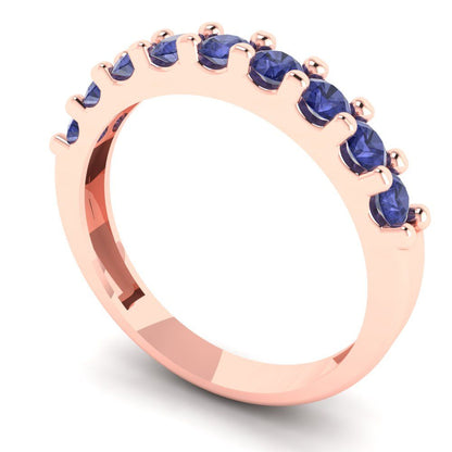 0.63 cttw Simulated Tanzanite Round Cut Rose Gold Eternity Wedding Band