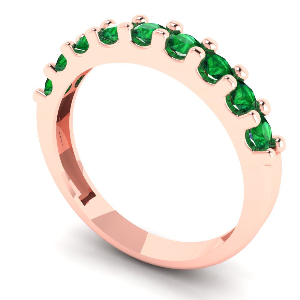 0.63 cttw Simulated Emerald Round Cut Rose Gold Eternity Wedding Band