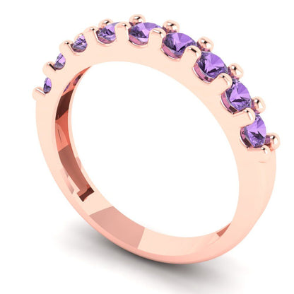 0.63 cttw Simulated Alexandrite Round Cut Rose Gold Eternity Wedding Band