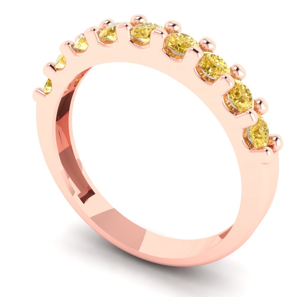 0.63 cttw Simulated Yellow Diamond Round Cut Rose Gold Eternity Wedding Band