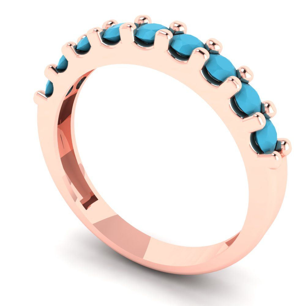 0.63 cttw Simulated Turquoise Round Cut Rose Gold Eternity Wedding Band