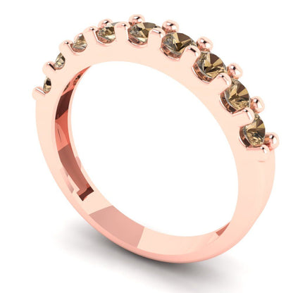 0.63 cttw Simulated Champagne Diamond Round Cut Rose Gold Eternity Wedding Band