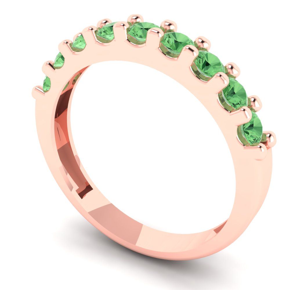 0.63 cttw Simulated Green Diamond Round Cut Rose Gold Eternity Wedding Band