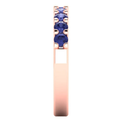 0.63 cttw Simulated Tanzanite Round Cut Rose Gold Eternity Wedding Band