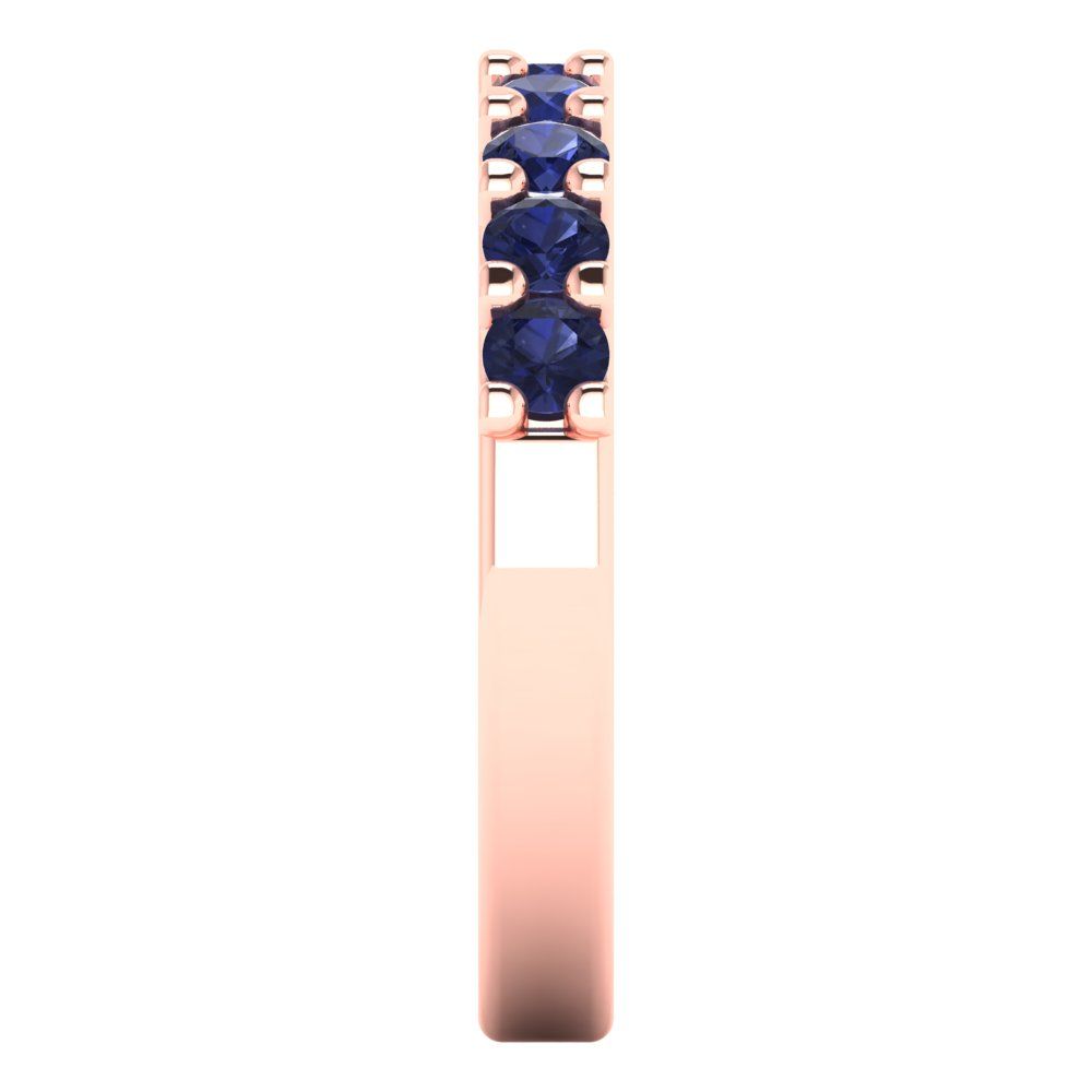 0.63 cttw Simulated Blue Sapphire Round Cut Rose Gold Eternity Wedding Band